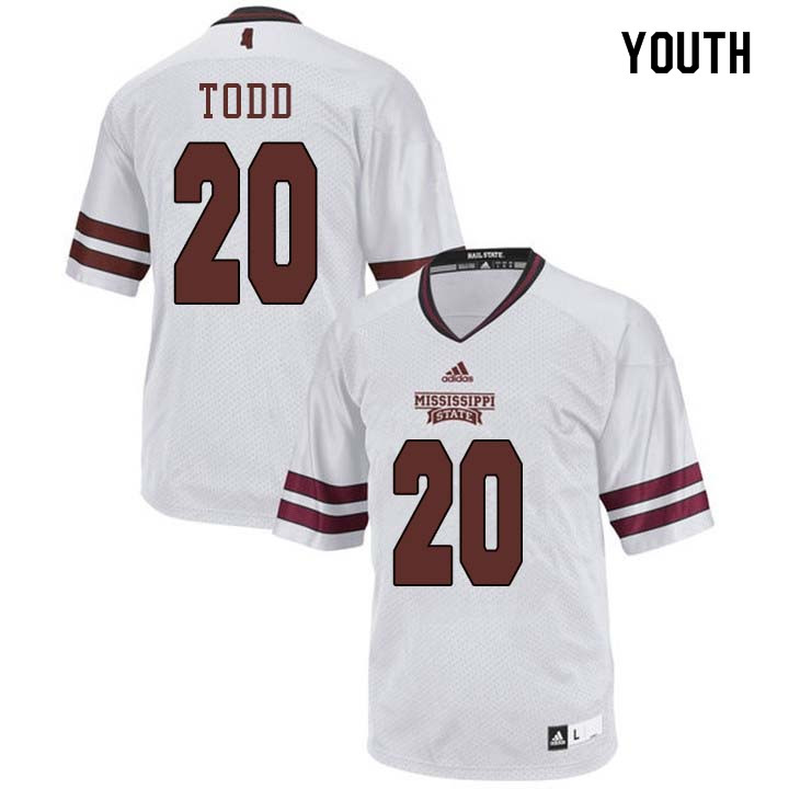 Youth #20 Reginald Todd Mississippi State Bulldogs College Football Jerseys Sale-White - Click Image to Close